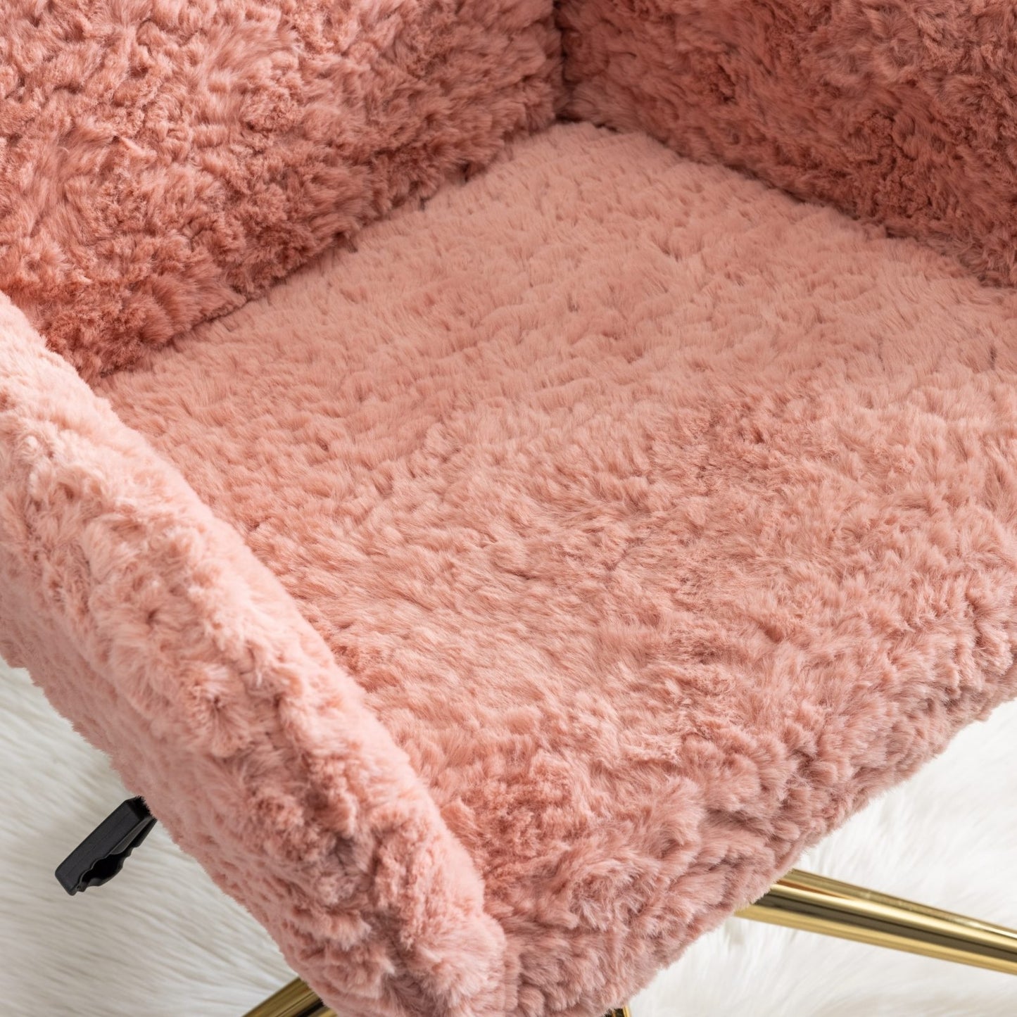 Furniture Artificial Rabbit Hair Office Chair With Gold Base Adjustable