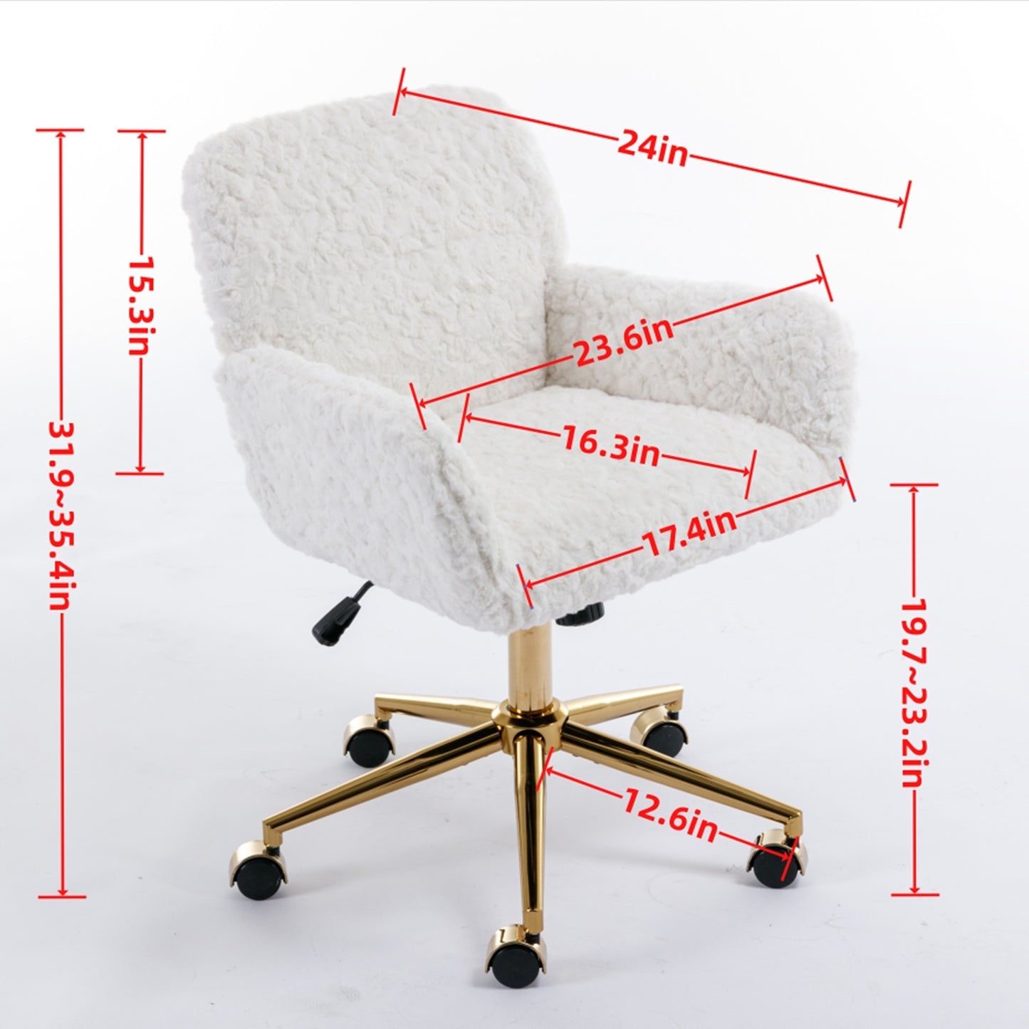Furniture Artificial Rabbit Hair Office Chair With Gold Base Adjustable